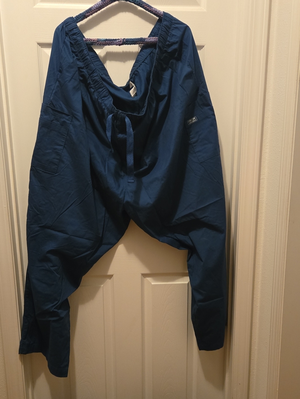 Men's Relaxed Drawstring Scrub Pants in Deep Blue 5XL